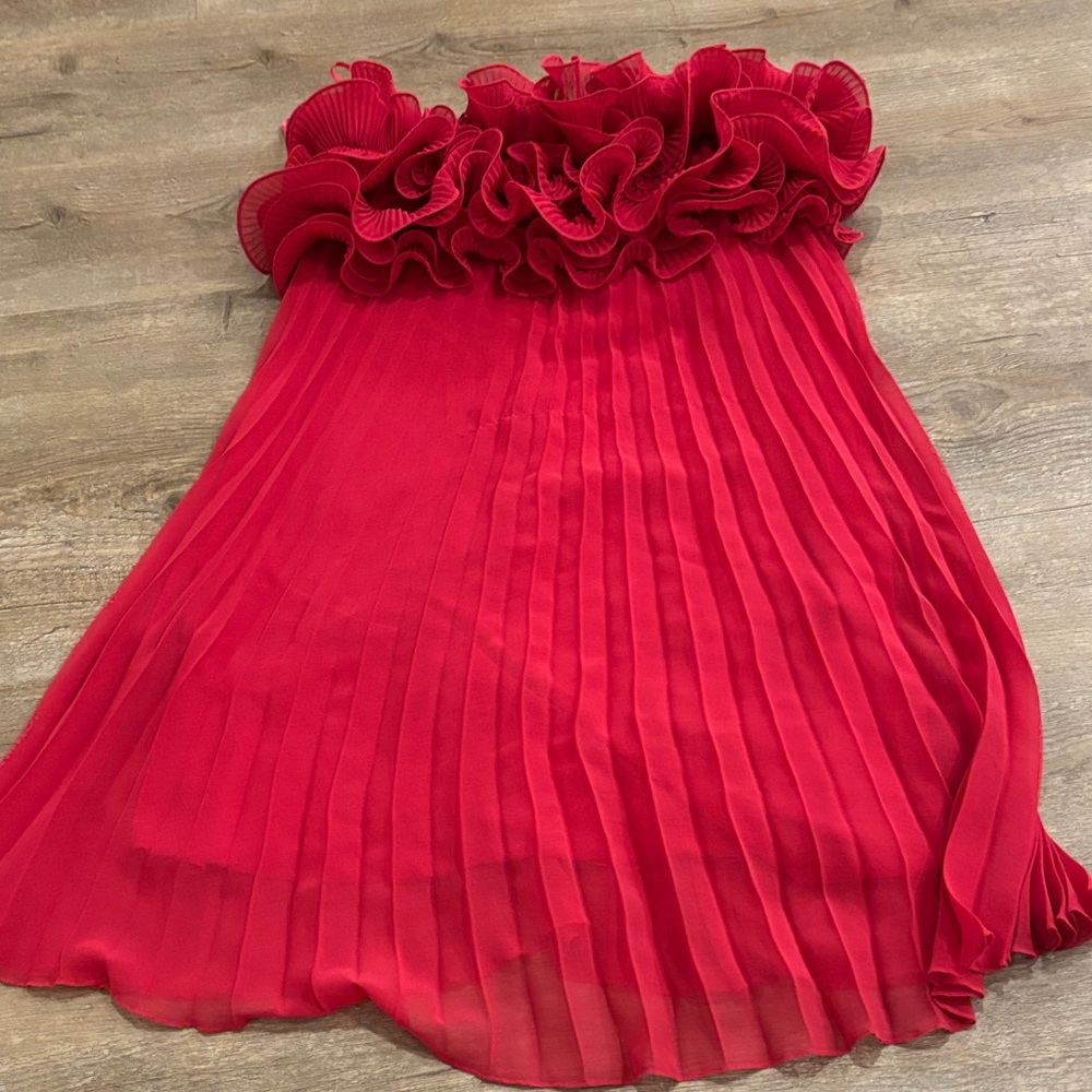 Zara Red Pleated mini Dress
